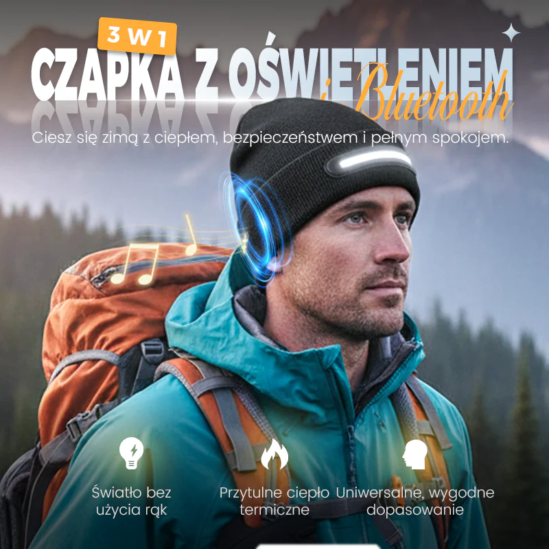 Ładowana Czapka z Diodami LED i Bluetooth