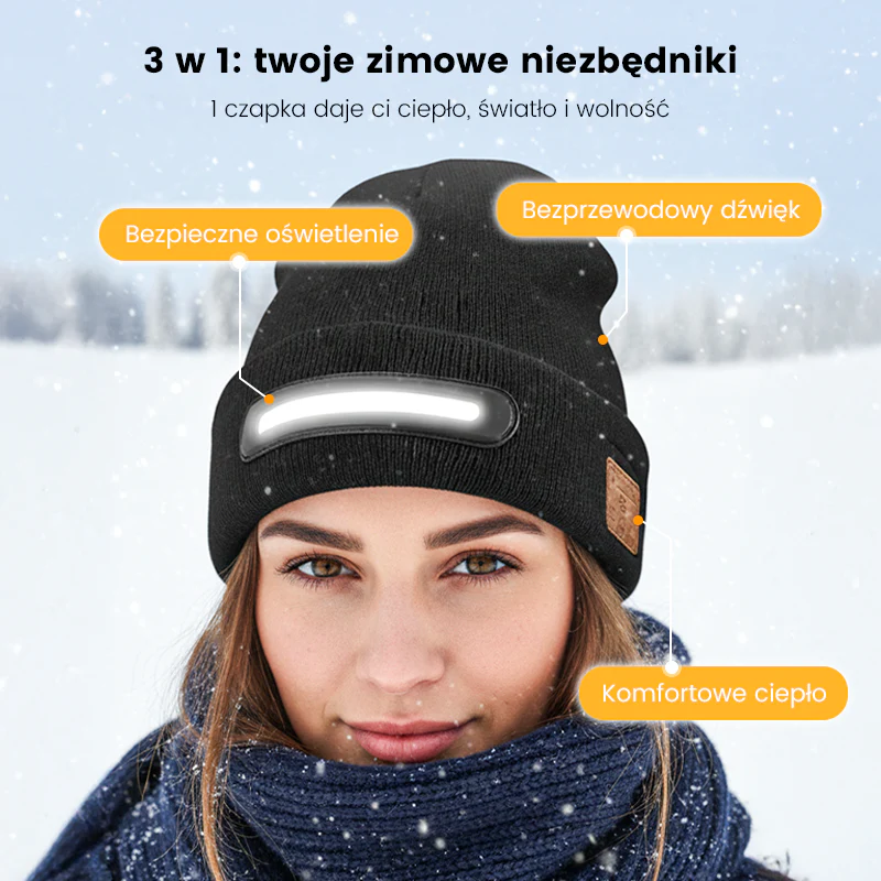 Ładowana Czapka z Diodami LED i Bluetooth
